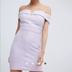 Missguided ASOS Bardot V Neck Bodycon Mini Peach Dress